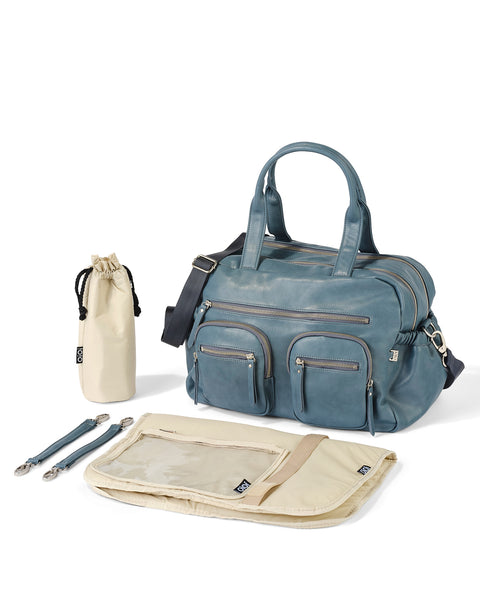 OIOI CARRY ALL NAPPY BAG STONE BLUE FAUX LEATHER